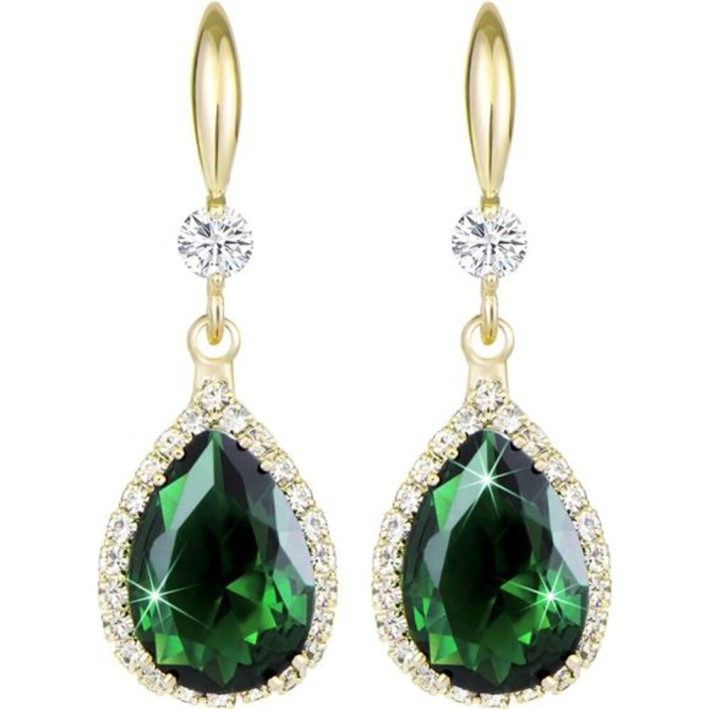 Faux Diamond Dangle Earrings | Teardrop Cubic Zirconia Chandelier Earrings